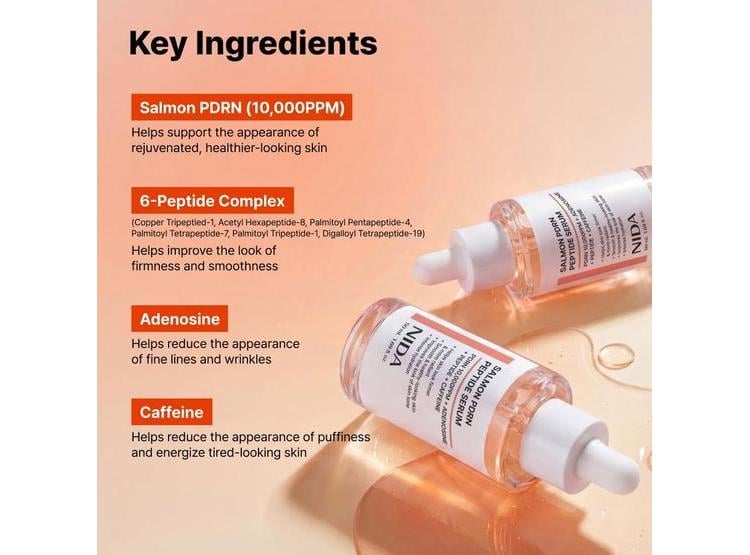 NIDA SERUM FACIAL CON PDRN, PÉPTIDOS, ADENOSINA, CAFEÍNA PARA HIDRATACIÓN INTENSA 50ML - 4