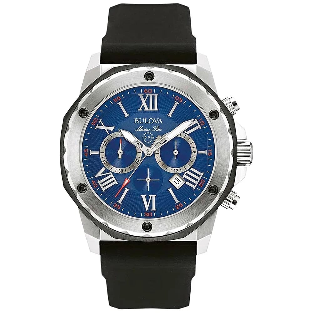 RELOJ BULOVA MARINE STAR 98B258 CRONOGRAFO ANALOGO CON CORREA DE SILICONA 44 MM PARA HOMBRE - 1