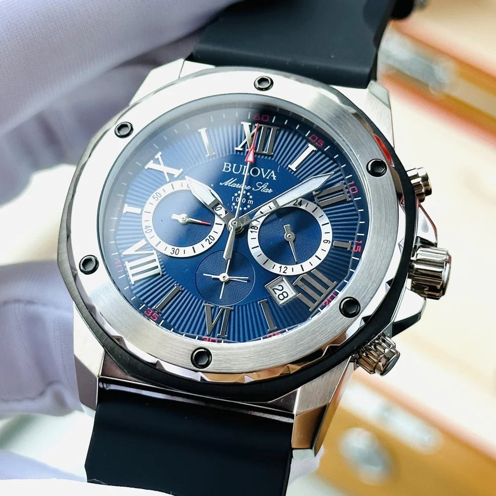 RELOJ BULOVA MARINE STAR 98B258 CRONOGRAFO ANALOGO CON CORREA DE SILICONA 44 MM PARA HOMBRE - 2