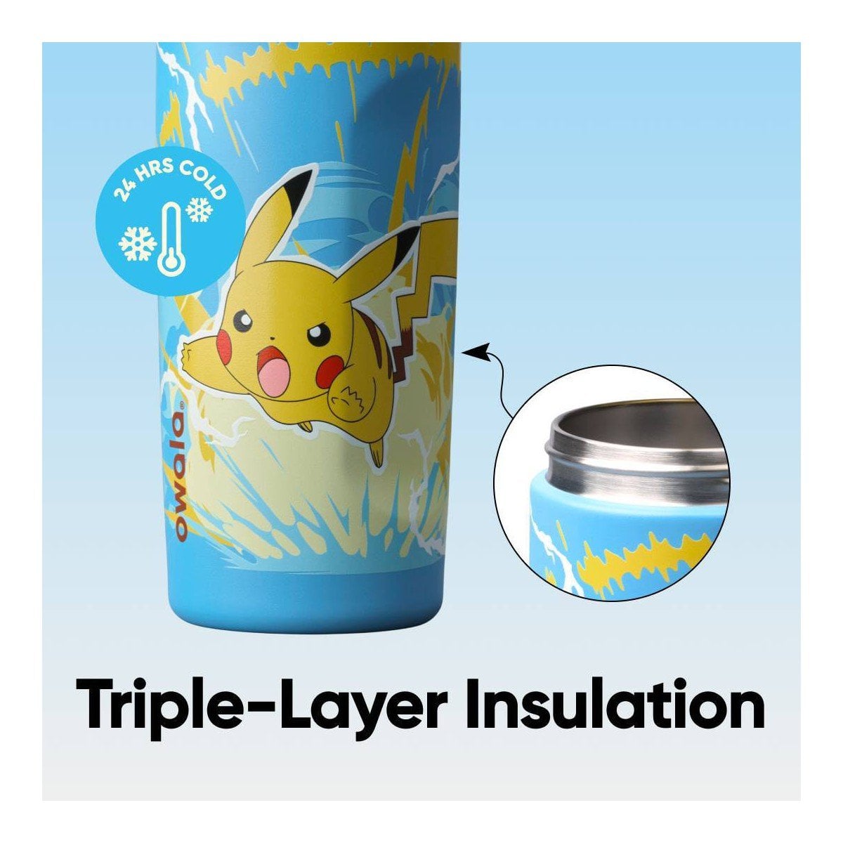 BOTELLA OWALA FREESIP POKEMON PIKACHU DE ACERO INOXIDABLE 16 OZ 473 ML - 4
