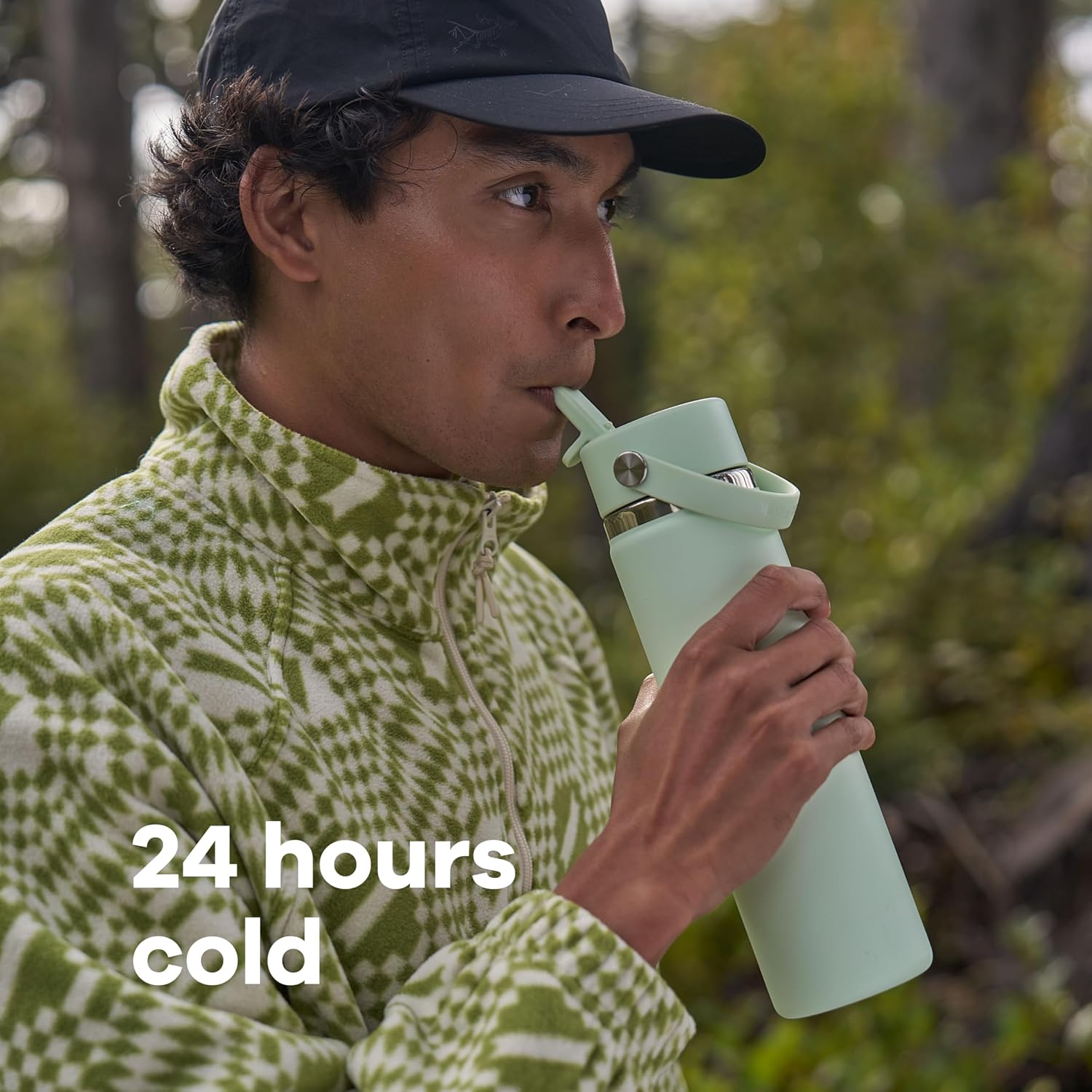 TERMO HYDRO FLASK WATER BOTTLE BOCA ANCHA 32 OZ BOTANICAL BLISS CON TAPA FLEX STRAW - 4
