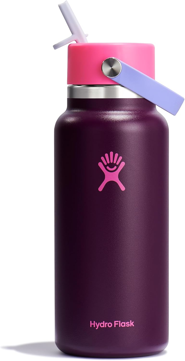 TERMO HYDRO FLASK 32 OZ WIDE MOUTH FLEX STRAW CAP SUGARPLUM - 1
