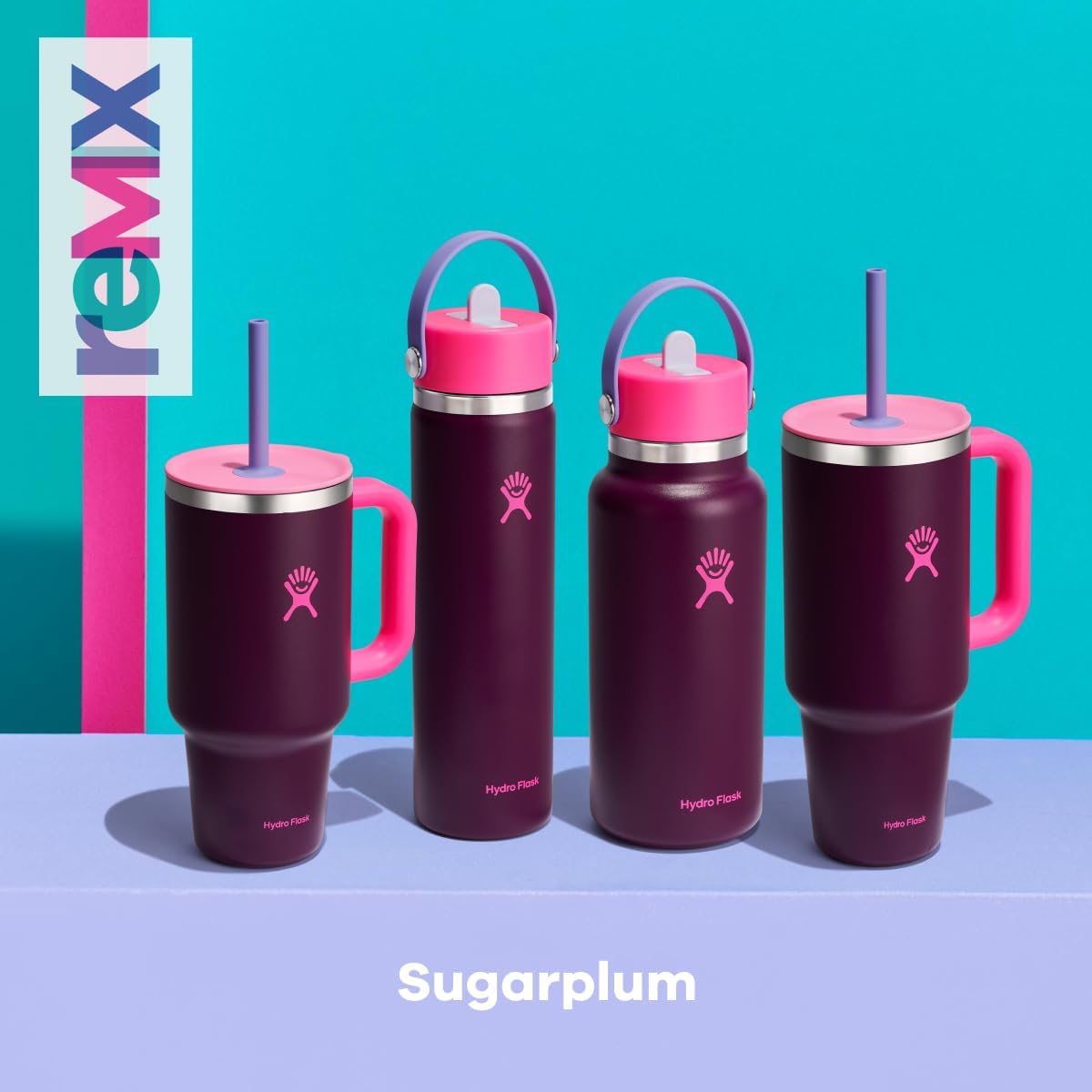 TERMO HYDRO FLASK 32 OZ WIDE MOUTH FLEX STRAW CAP SUGARPLUM - 3