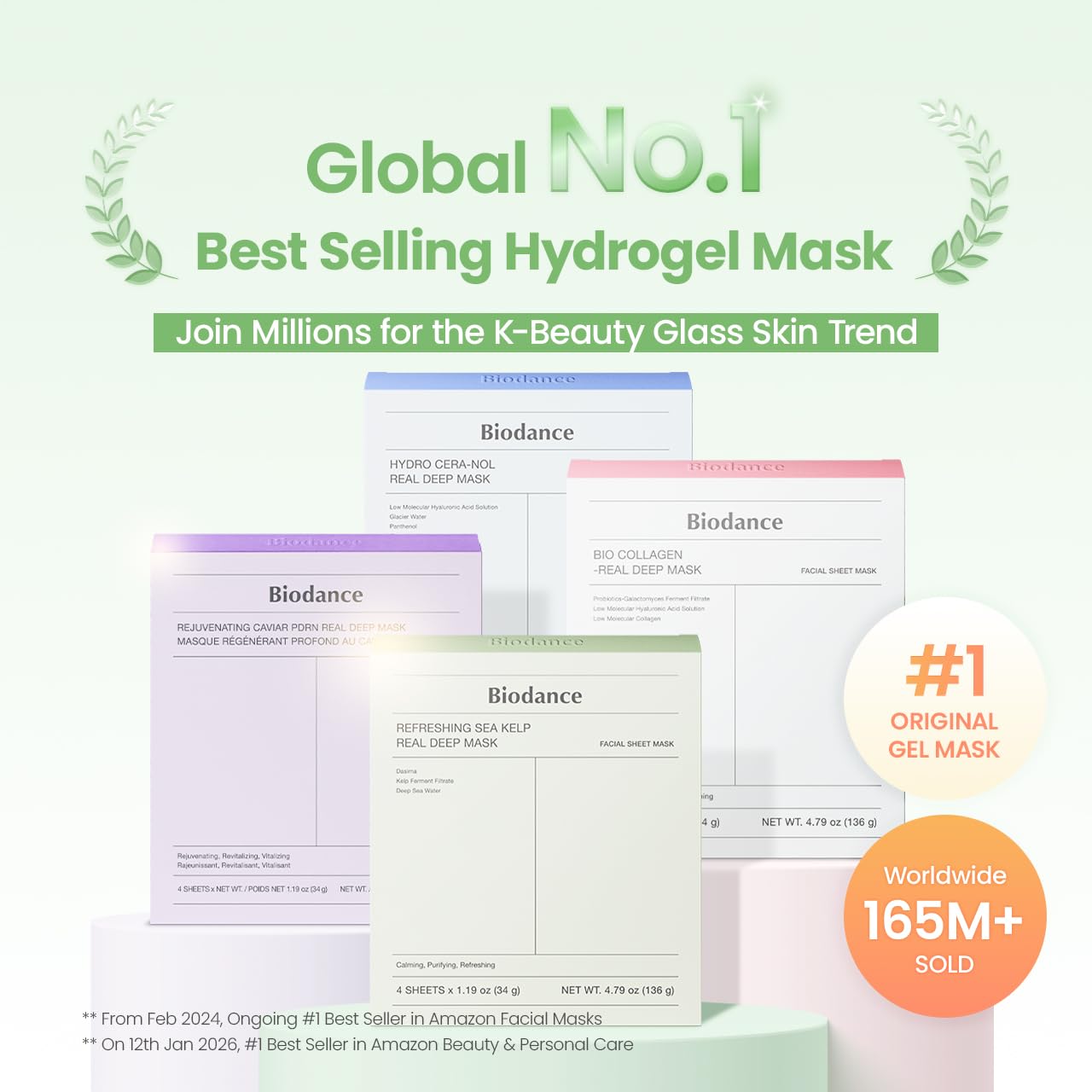MASCARILLA FACIAL BIODANCE SEA KELP REAL DEEP MASK HIDROGEL 34G X 4 UNIDADES - 2