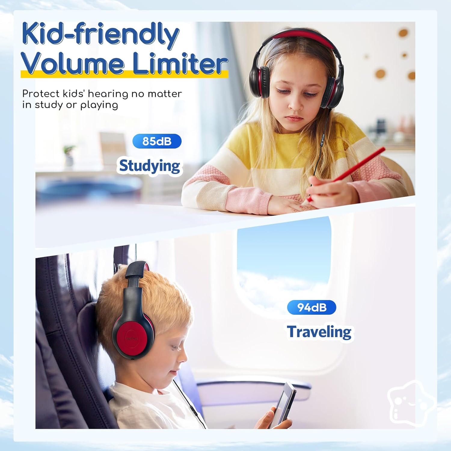 AUDÍFONOS EARFUN K1 KIDS CON MICRÓFONO ALÁMBRICOS PARA NIÑOS, PACK DE 2 - 5