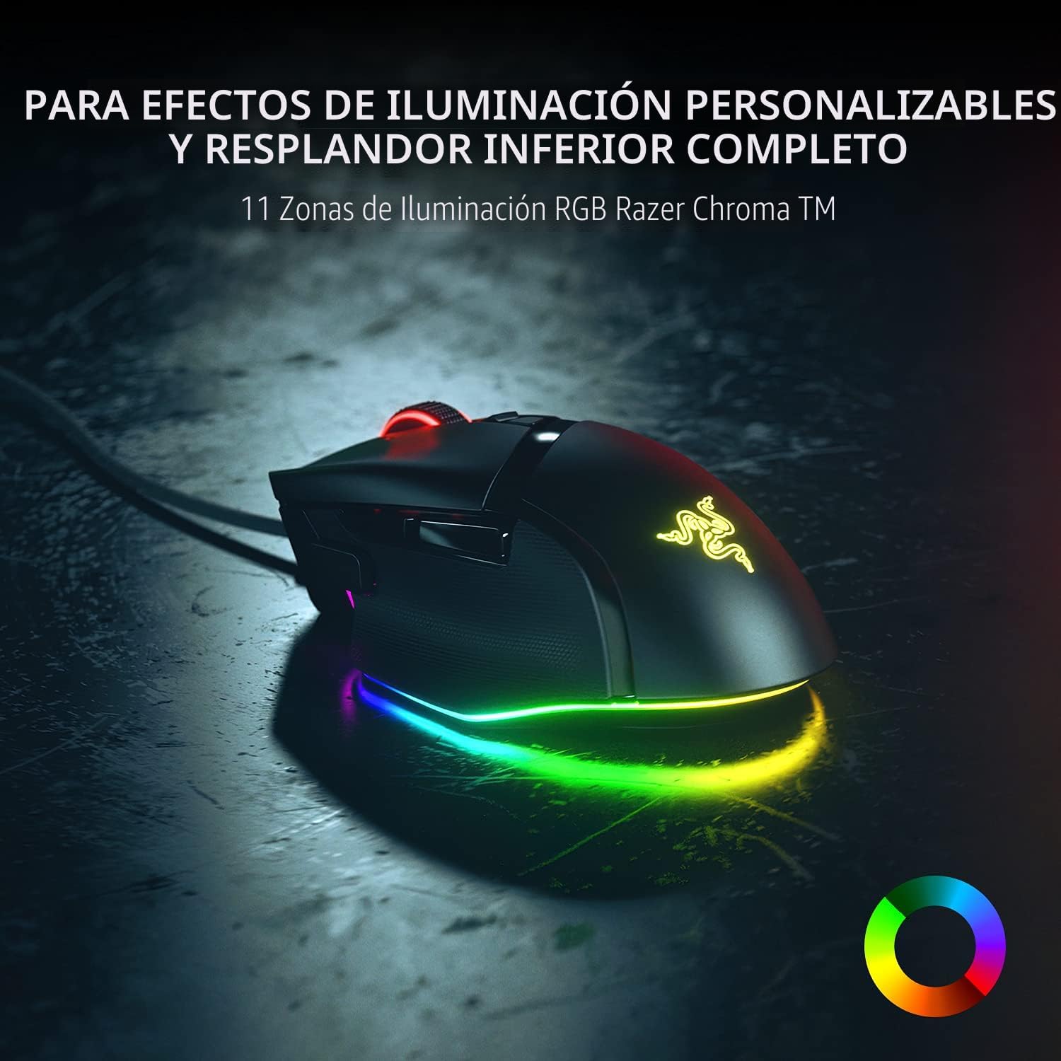 MOUSE RAZER BASILISK V3 ERGONÓMICO GAMING CON CABLE RGB NEGRO - 4