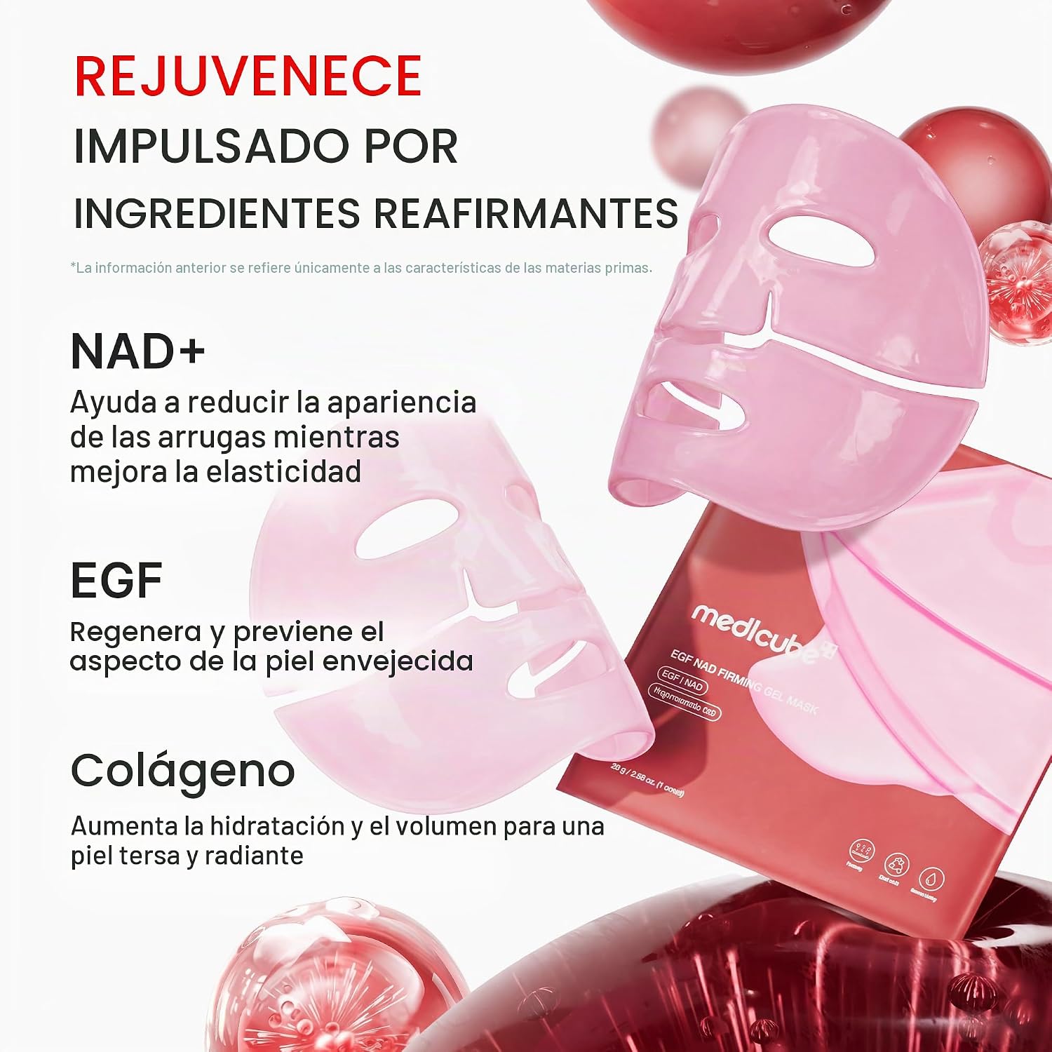 MASCARILLA FACIAL MEDICUBE JELLY GEL MASK NAD+ EGF REAFIRMANTE - 3