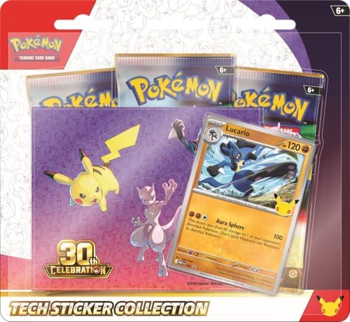 POKÉMON TCG 30.º ANIVERSARIO TECH STICKER COLLECTION LUCARIO CON 3 SOBRES DE CARTAS INGLÉS - 1