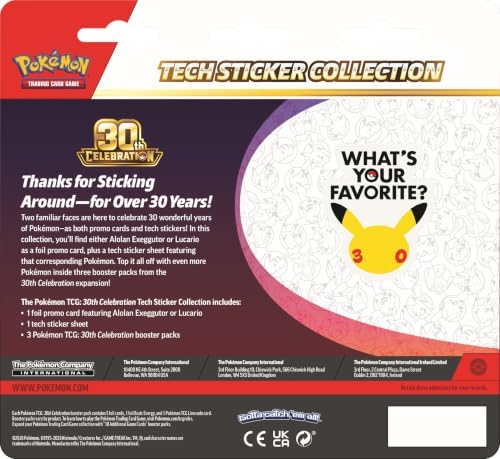 POKÉMON TCG 30.º ANIVERSARIO TECH STICKER COLLECTION LUCARIO CON 3 SOBRES DE CARTAS INGLÉS - 2
