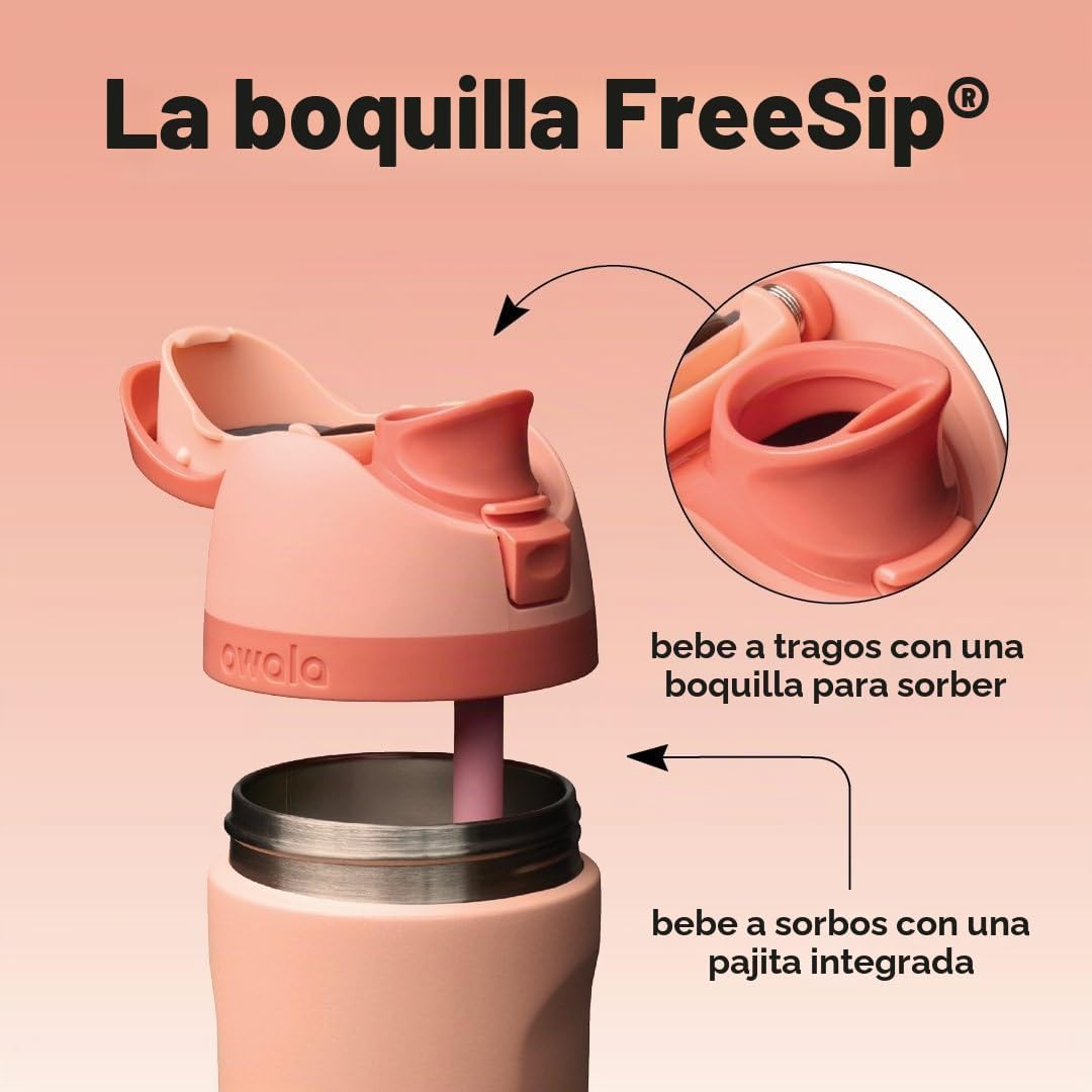 BOTELLA TÉRMICA OWALA FREESIP KIDS ACERO INOXIDABLE 16 OZ DURAZNO - 2