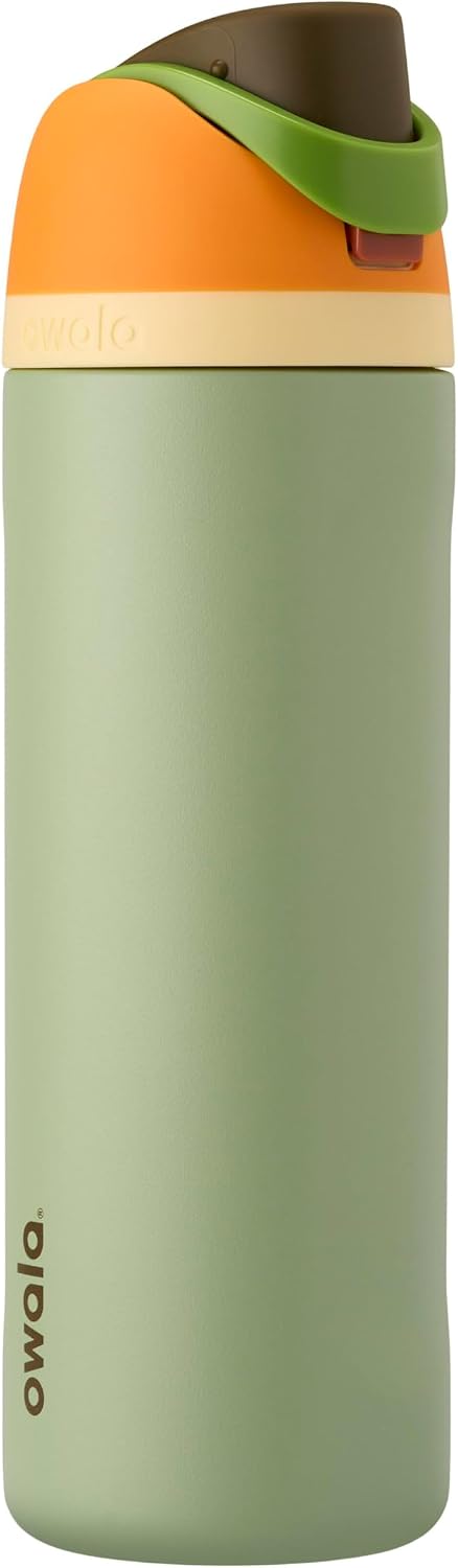TERMO OWALA FREESIP ACERO INOXIDABLE 24 OZ NARANJA Y VERDE CAMUFLAJE - 1