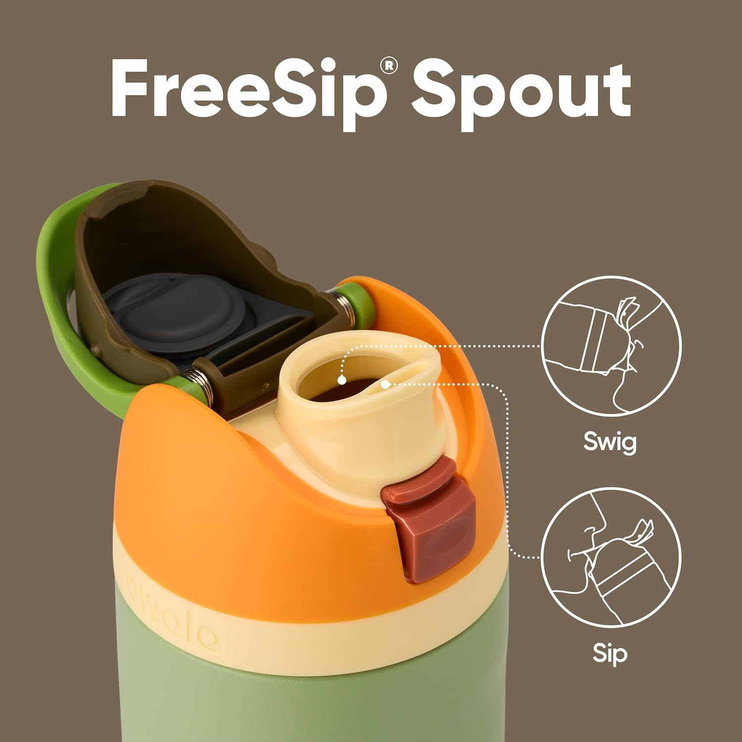 TERMO OWALA FREESIP ACERO INOXIDABLE 24 OZ NARANJA Y VERDE CAMUFLAJE - 2