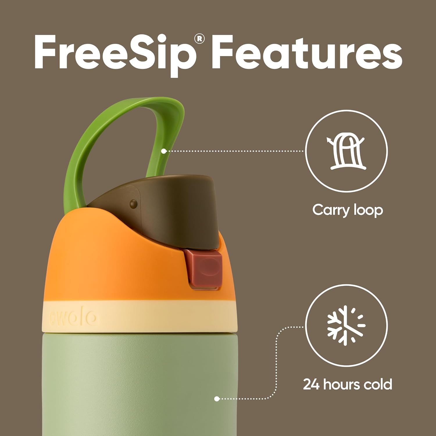 TERMO OWALA FREESIP ACERO INOXIDABLE 24 OZ NARANJA Y VERDE CAMUFLAJE - 3