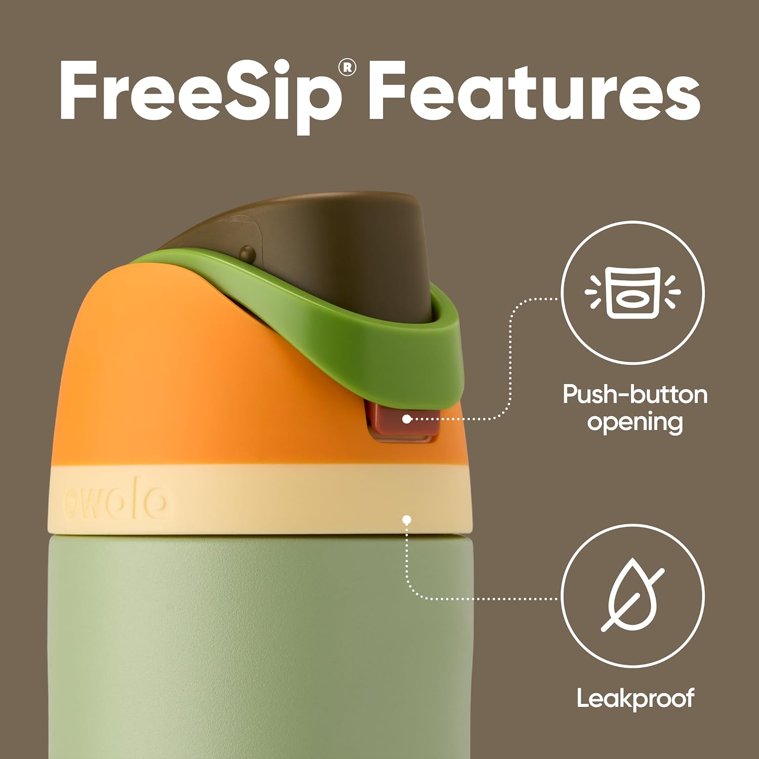 TERMO OWALA FREESIP ACERO INOXIDABLE 24 OZ NARANJA Y VERDE CAMUFLAJE - 4