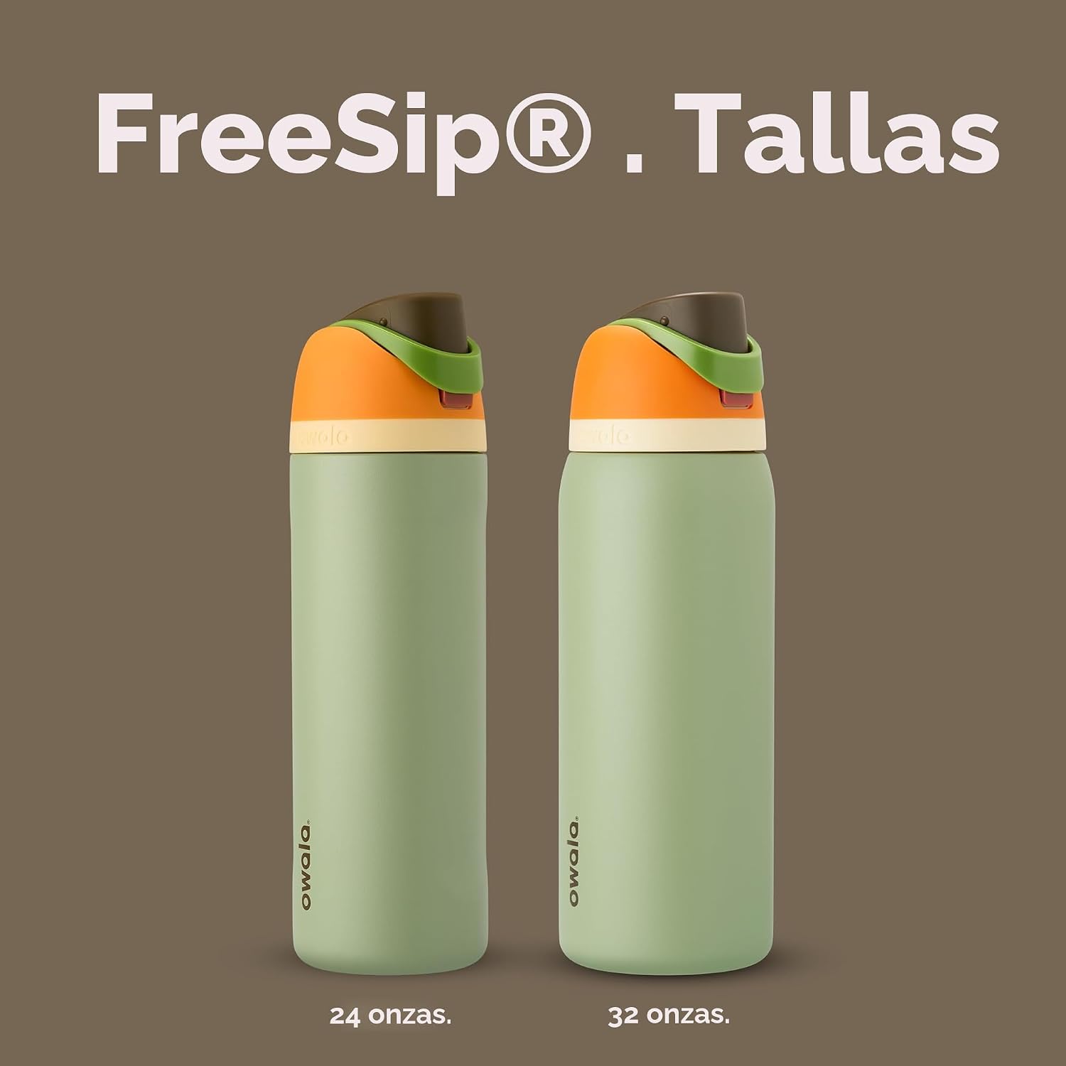 TERMO OWALA FREESIP ACERO INOXIDABLE 24 OZ NARANJA Y VERDE CAMUFLAJE - 5