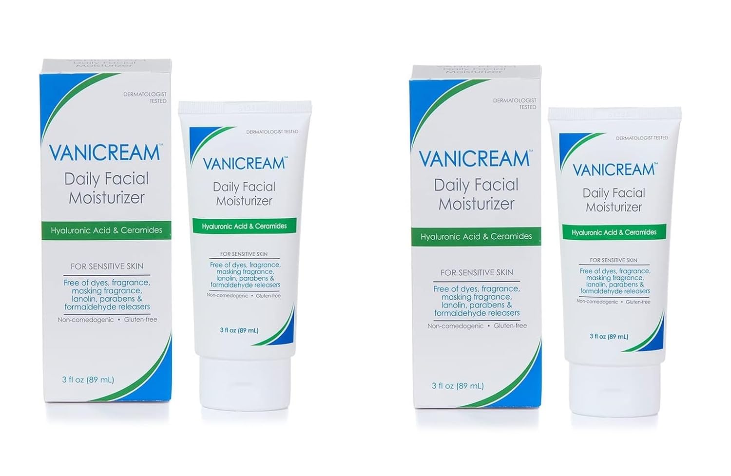 HIDRATANTE FACIAL DIARIO VANICREAM CON CERAMIDAS Y ÁCIDO HIALURÓNICO 3 FL OZ PACK DE 2 - 1