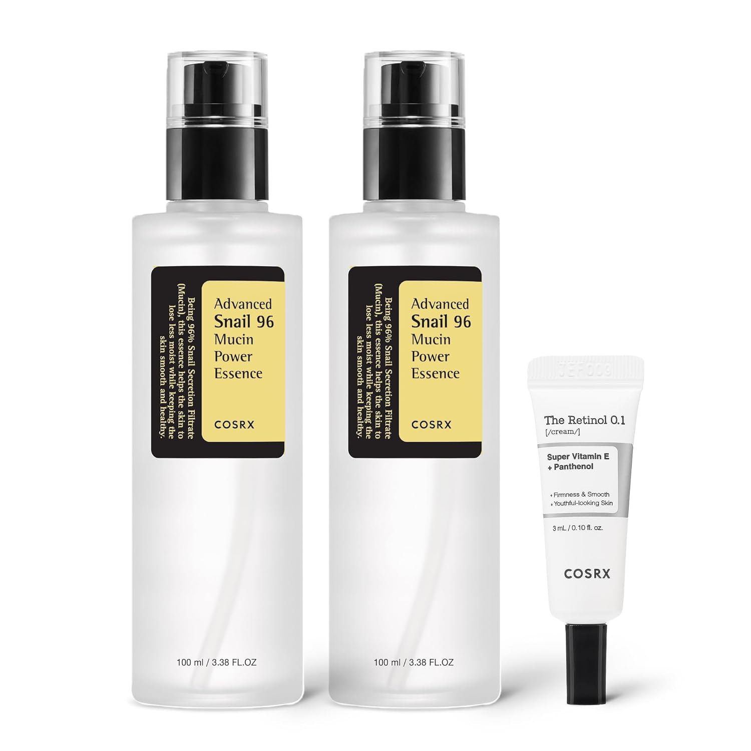 SET COSRX SNAIL 96% MUCIN ESSENCE 2 UNIDADES + RETINOL 0.1% CREAM MINI - 1