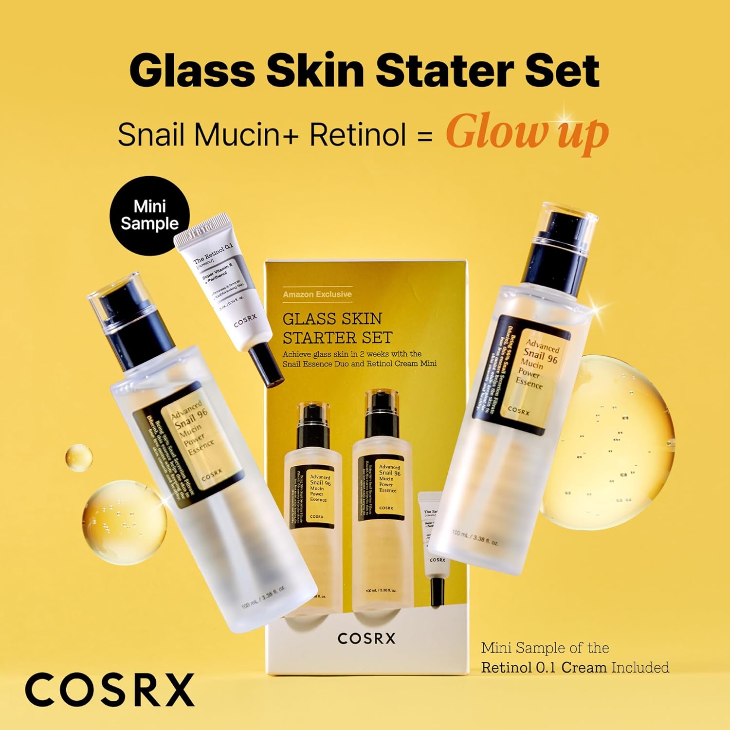 SET COSRX SNAIL 96% MUCIN ESSENCE 2 UNIDADES + RETINOL 0.1% CREAM MINI - 2