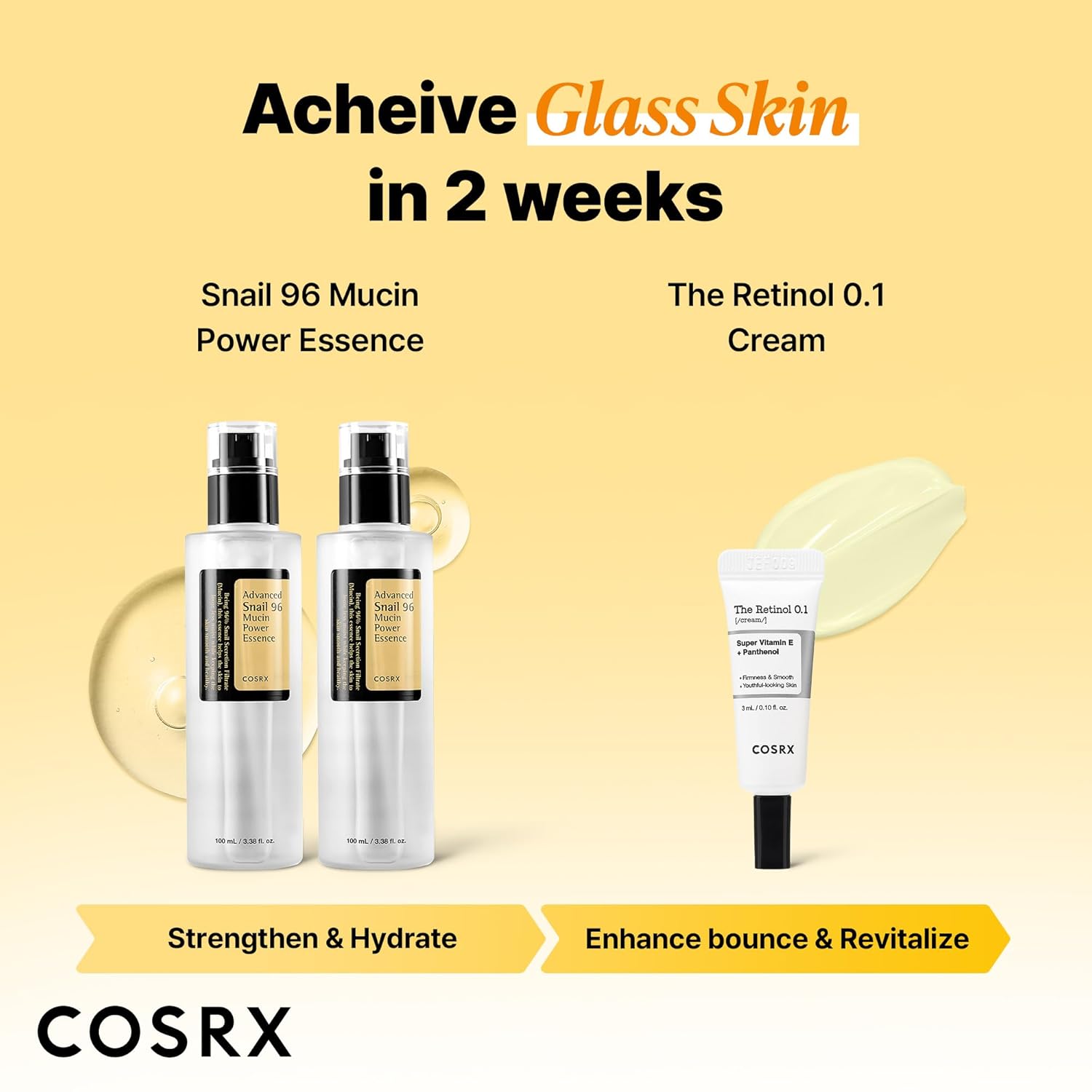 SET COSRX SNAIL 96% MUCIN ESSENCE 2 UNIDADES + RETINOL 0.1% CREAM MINI - 3