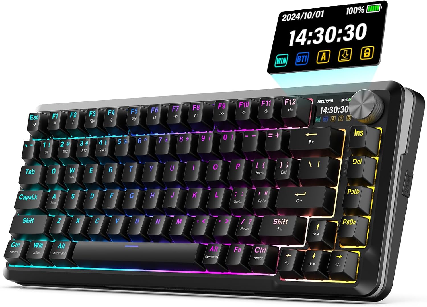 TECLADO MECÁNICO REDRAGON K708 INALÁMBRICO CON PANTALLA LCD Y PERILLA DE VOLUMEN - 1