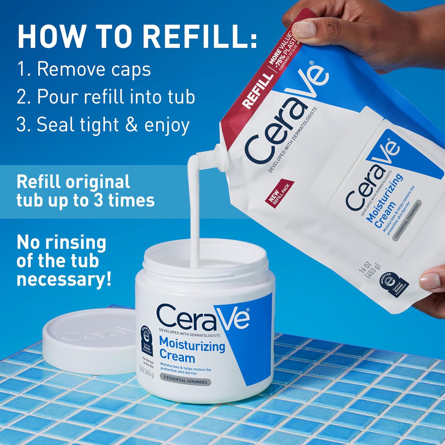 CREMA HIDRATANTE CERAVE PARA ROSTRO Y CUERPO PIEL SECA 16OZ REFILL - 2