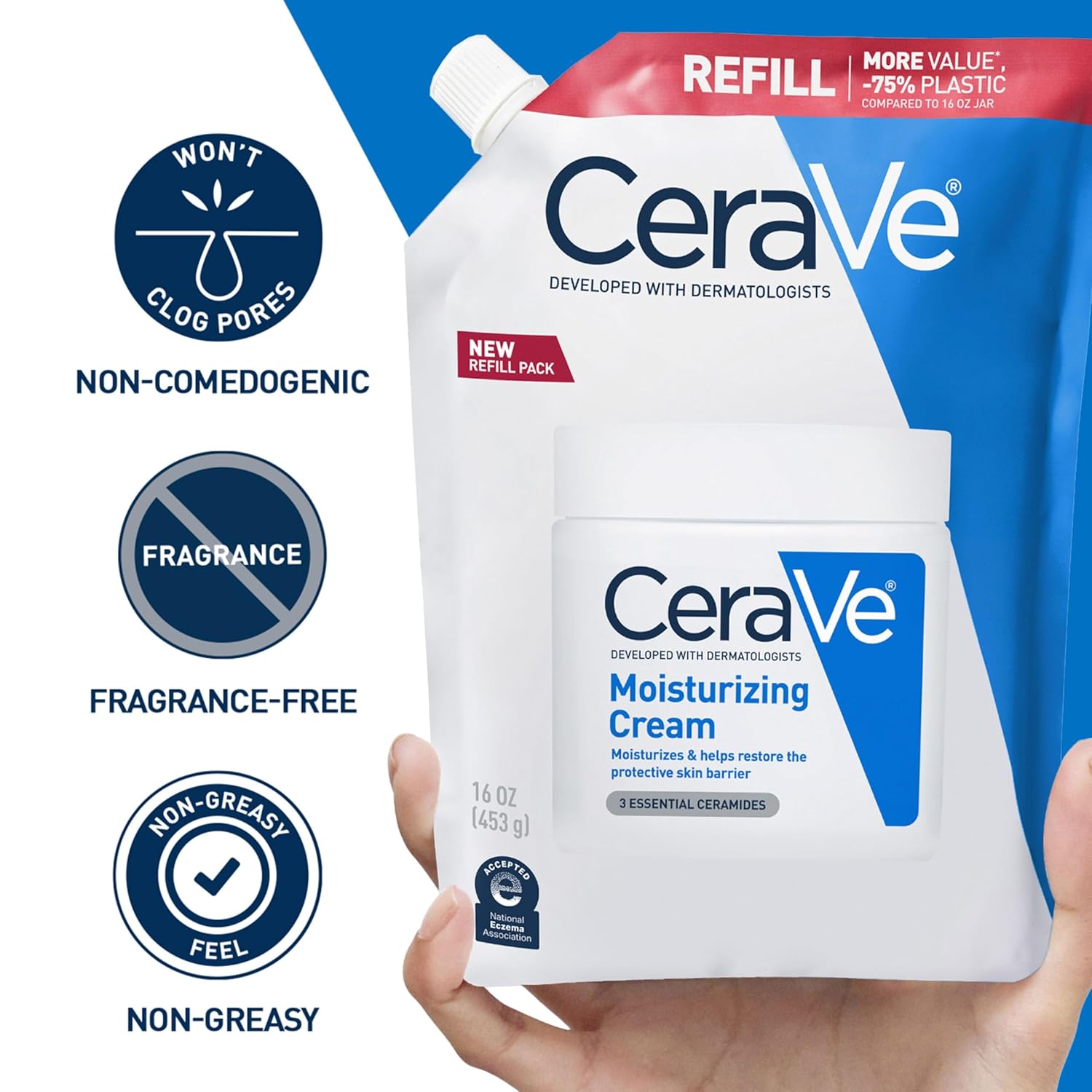 CREMA HIDRATANTE CERAVE PARA ROSTRO Y CUERPO PIEL SECA 16OZ REFILL - 4