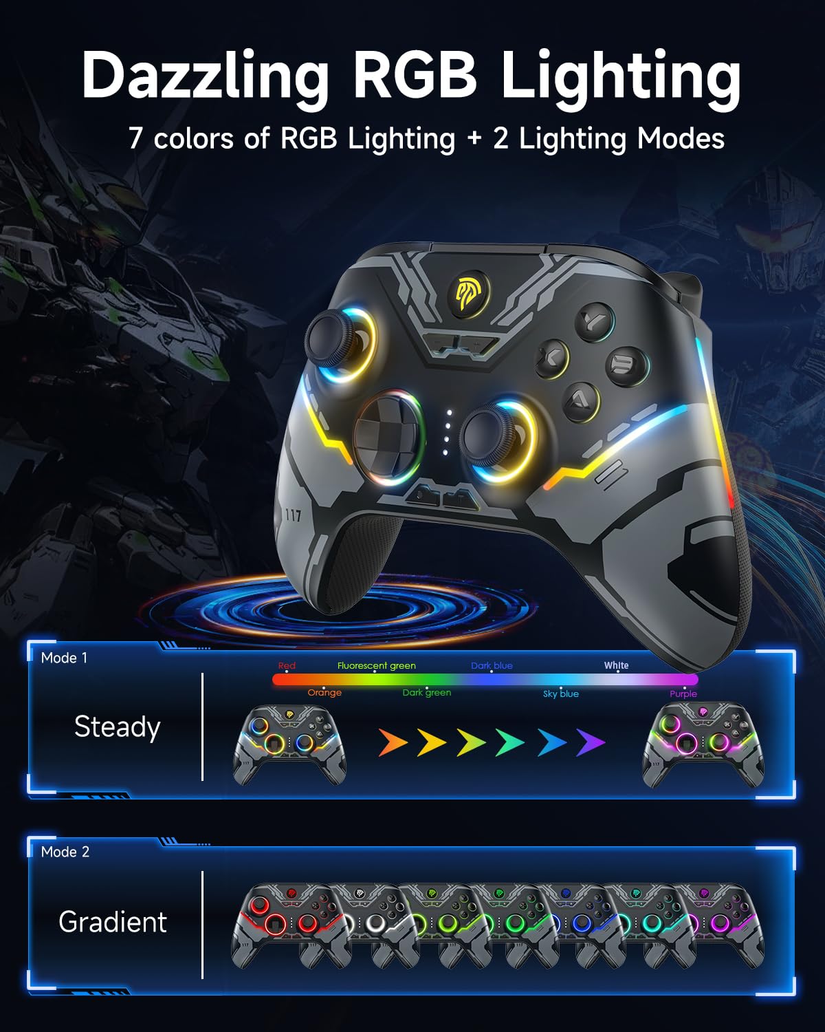 CONTROL INALÁMBRICO EASYSMX X15 PARA PC Y STEAM, HALL EFFECT, NEGRO - 3