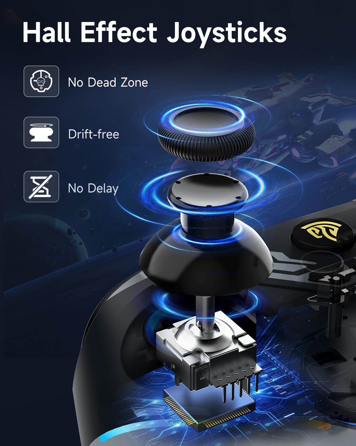 CONTROL INALÁMBRICO EASYSMX X15 PARA PC Y STEAM, HALL EFFECT, NEGRO - 5