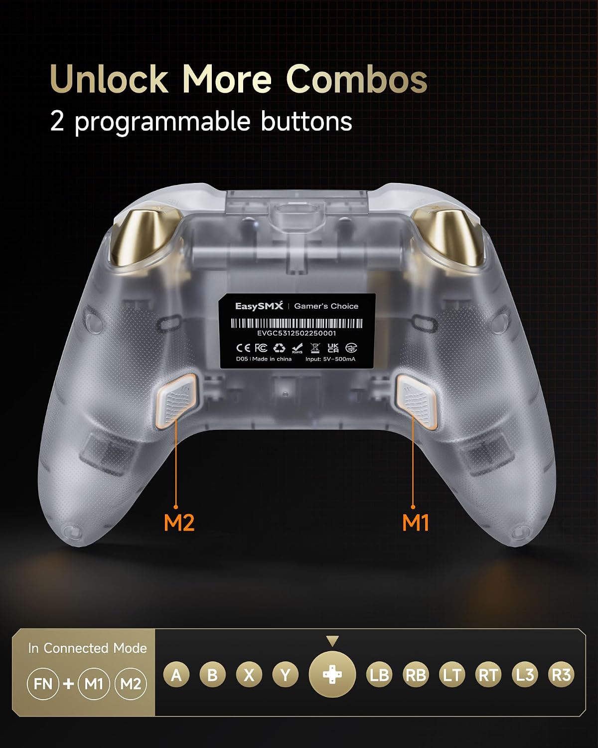CONTROL INALÁMBRICO EASYSMX D05 CON BLUETOOTH, SENSOR HALL Y RGB - 5