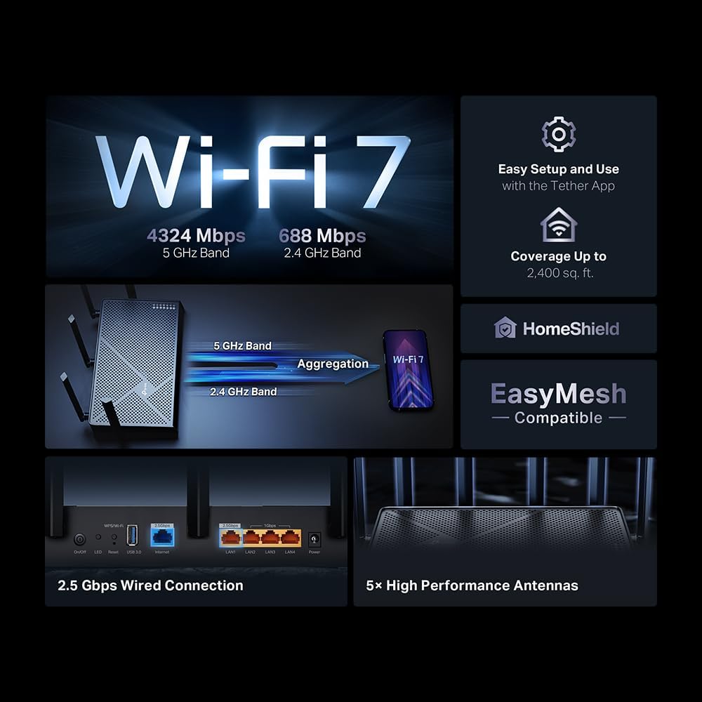 ROUTER TP-LINK ARCHER BE260 WIFI 7 DUAL-BAND BE5000 - 2