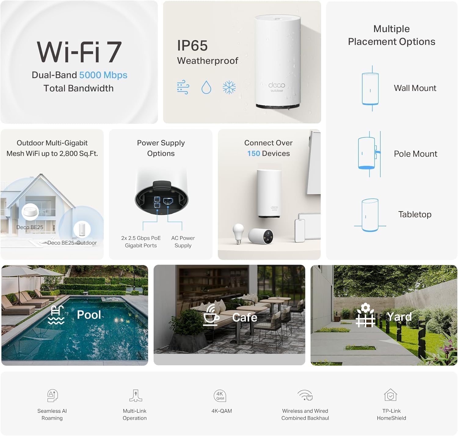 ROUTER WI-FI 7 TP-LINK DECO BE25-OUTDOOR BE5000 DUAL-BAND CON PUERTOS POE+ - 3