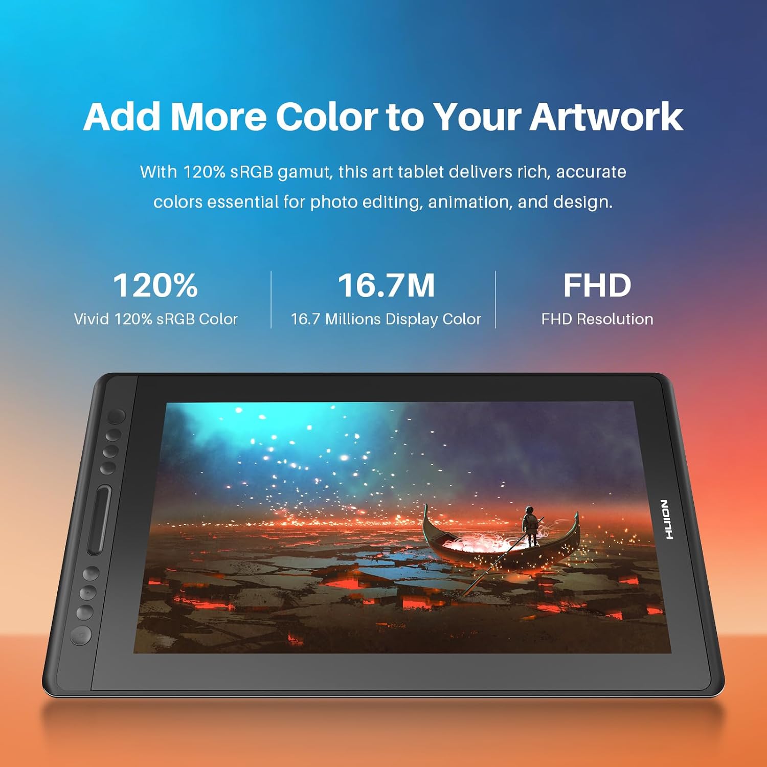TABLETA GRÁFICA HUION KAMVAS PRO 16 CON PANTALLA 15.6 PULGADAS - 3