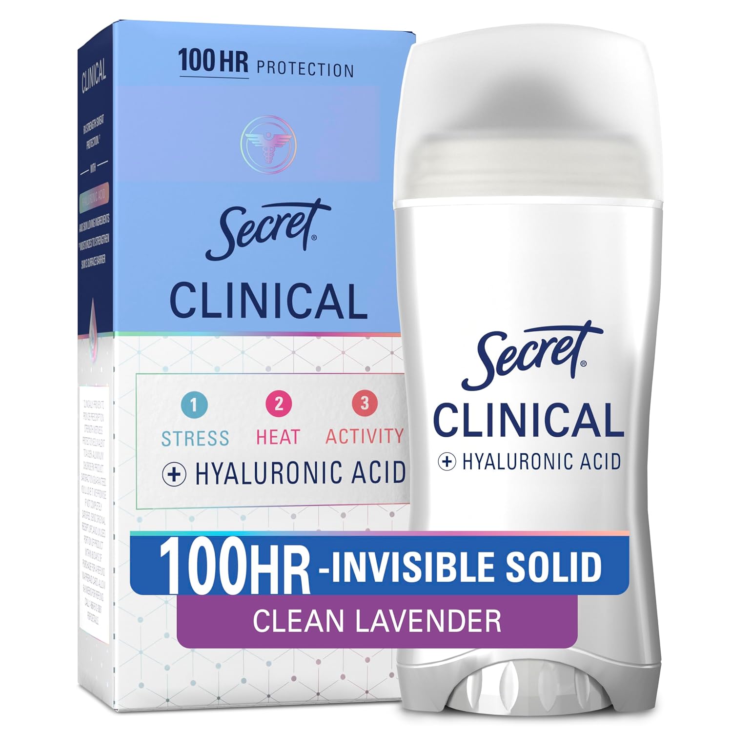 DESODORANTE ANTITRANSPIRANTE SECRET CLINICAL STRENGTH 100HR INVISIBLE SOLID LAVANDA 2.6 OZ - 1