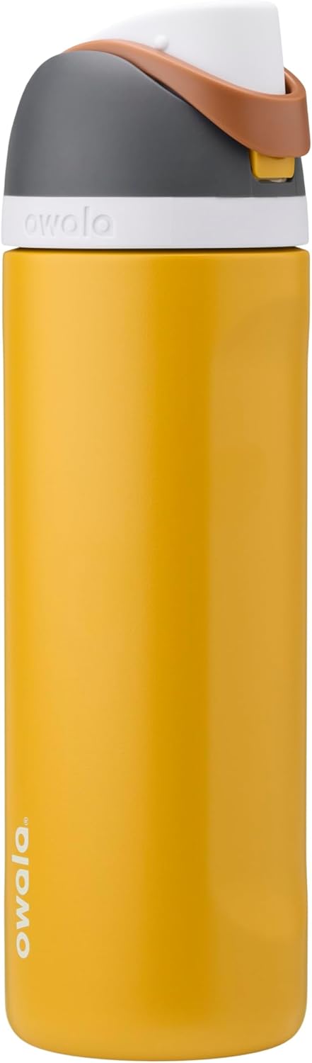 BOTELLA DE AGUA OWALA FREESIP ACERO INOXIDABLE 24 OZ GRIS Y AMARILLO - 1
