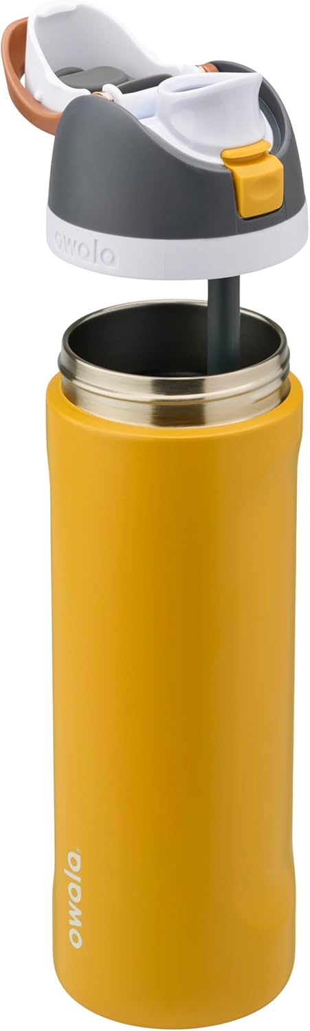 BOTELLA DE AGUA OWALA FREESIP ACERO INOXIDABLE 24 OZ GRIS Y AMARILLO - 2