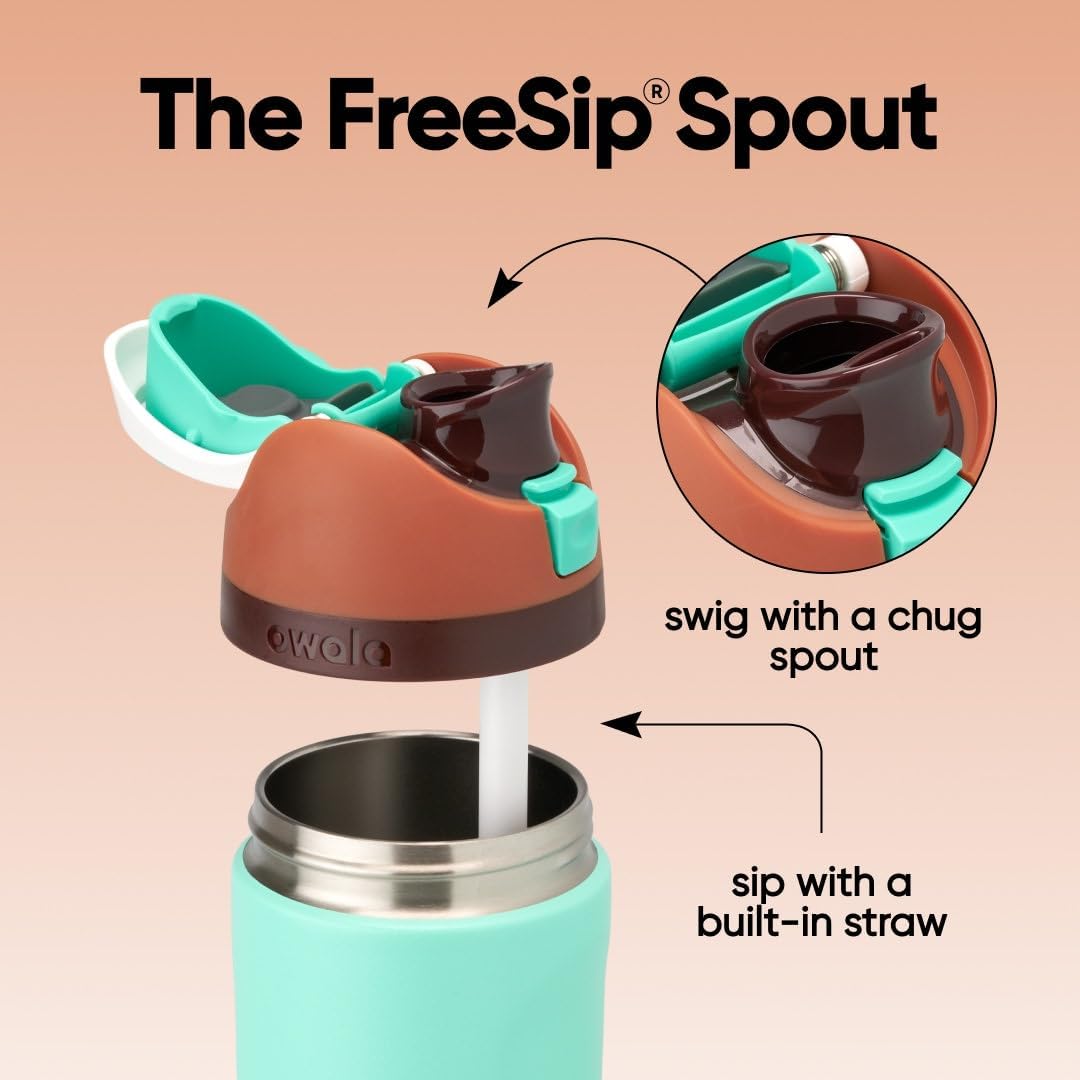 BOTELLA DE AGUA OWALA FREESIP KIDS ACERO INOXIDABLE 16 OZ MINT CHOCOLATE - 2