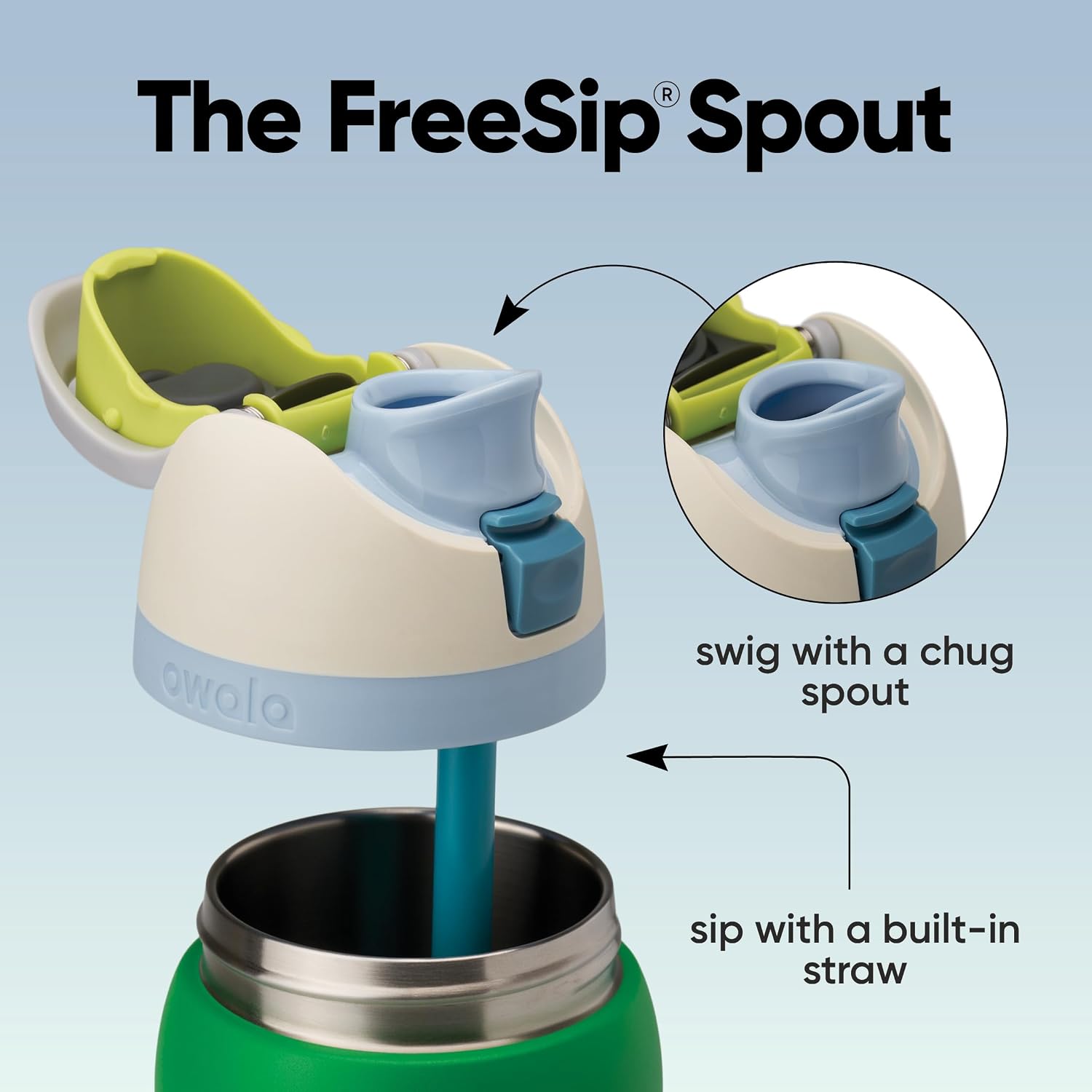 BOTELLA DE AGUA OWALA FREESIP ACERO INOXIDABLE 32 OZ VERDE - 2