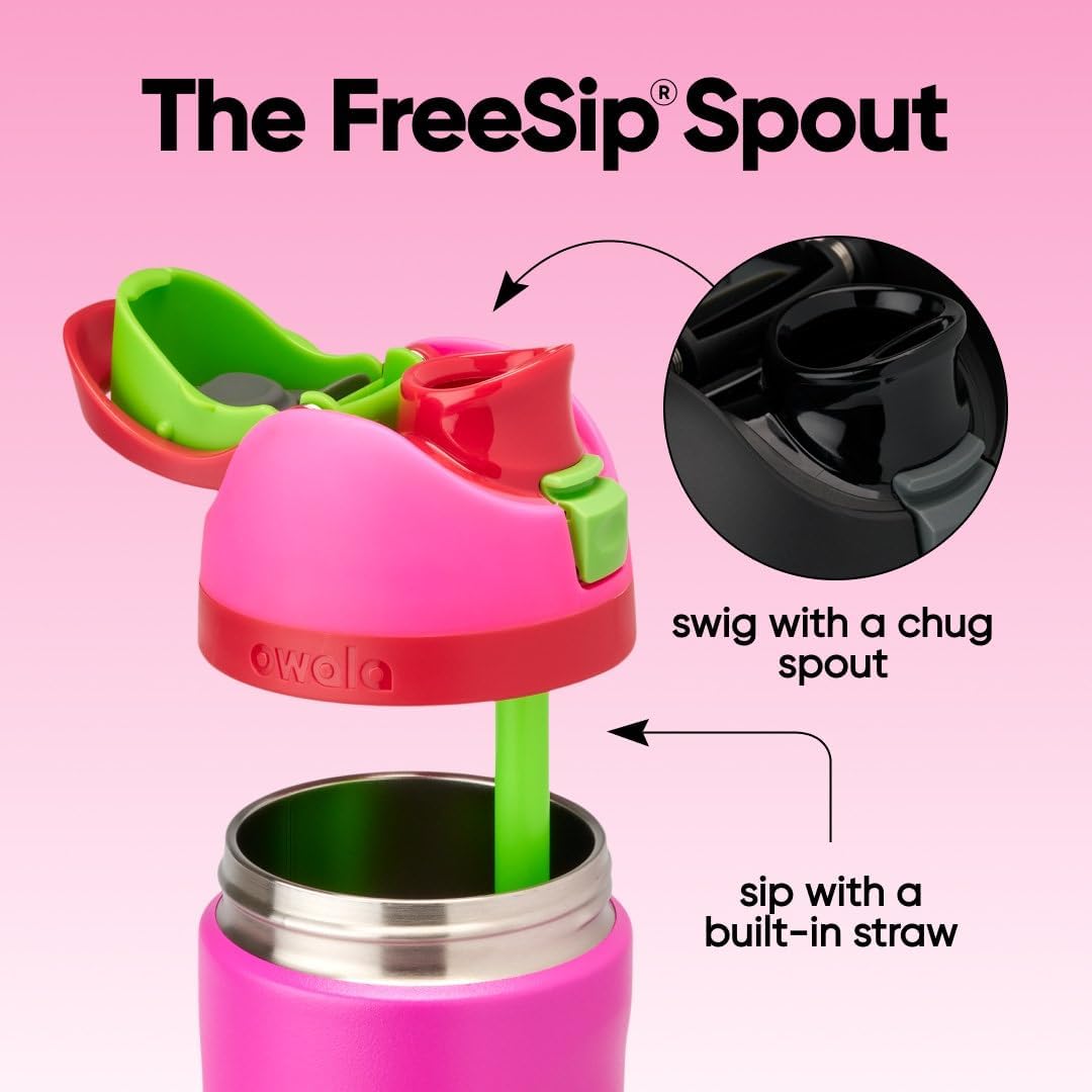 BOTELLA DE AGUA OWALA FREESIP KIDS ACERO INOXIDABLE 16 OZ ALL THE BERRIES - 2