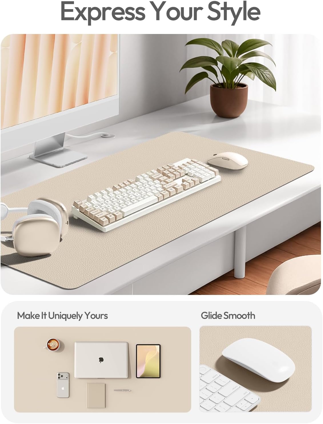 MOUSE PAD YSAGI LEATHER DESK PAD PROTECTOR 55' X 24' EGGSHELL - 3