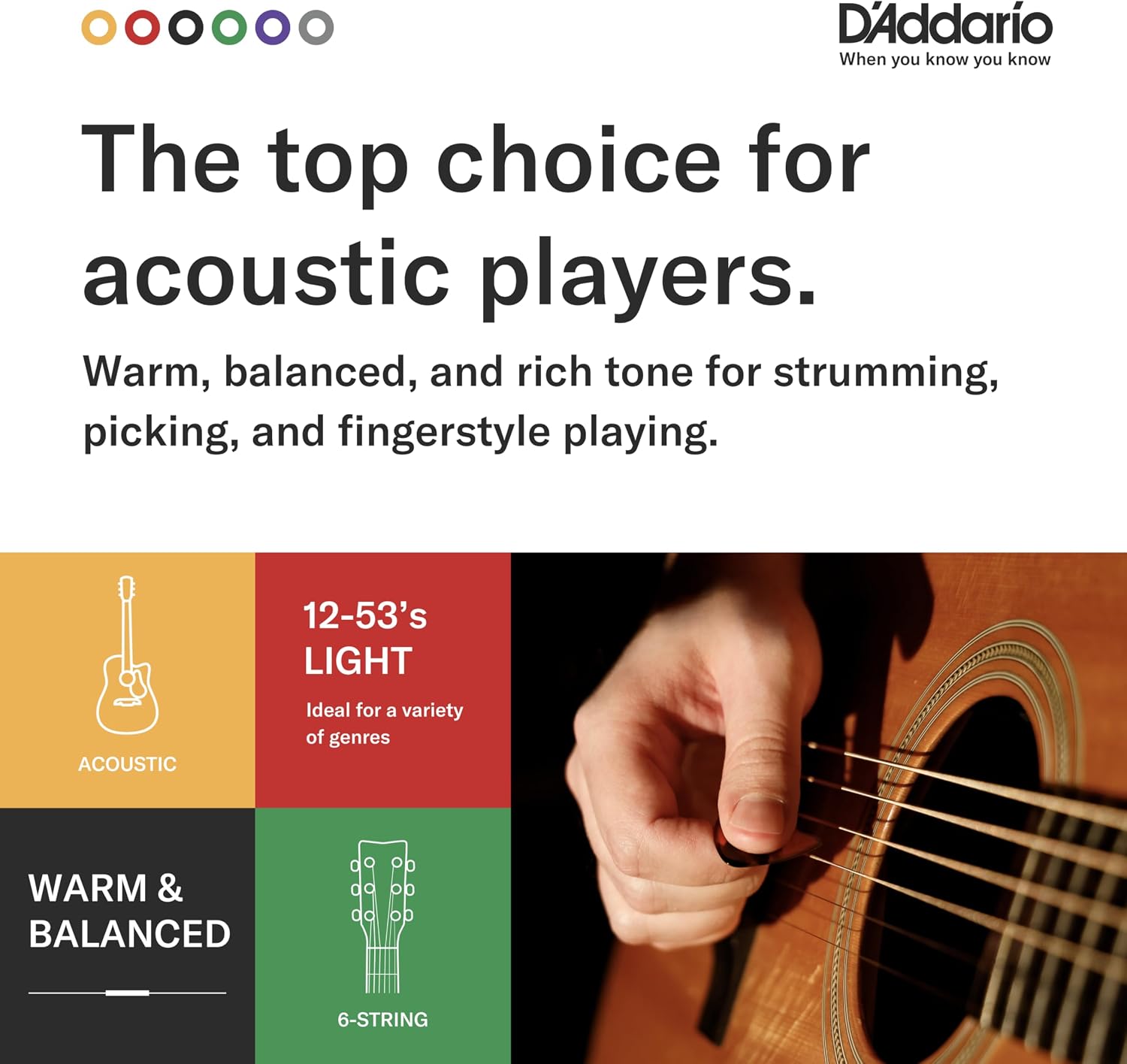 JUEGO DE CUERDAS PARA GUITARRA ACÚSTICA D'ADDARIO EJ26-5P PHOSPHOR BRONZE 11-52, 5 SETS - 4