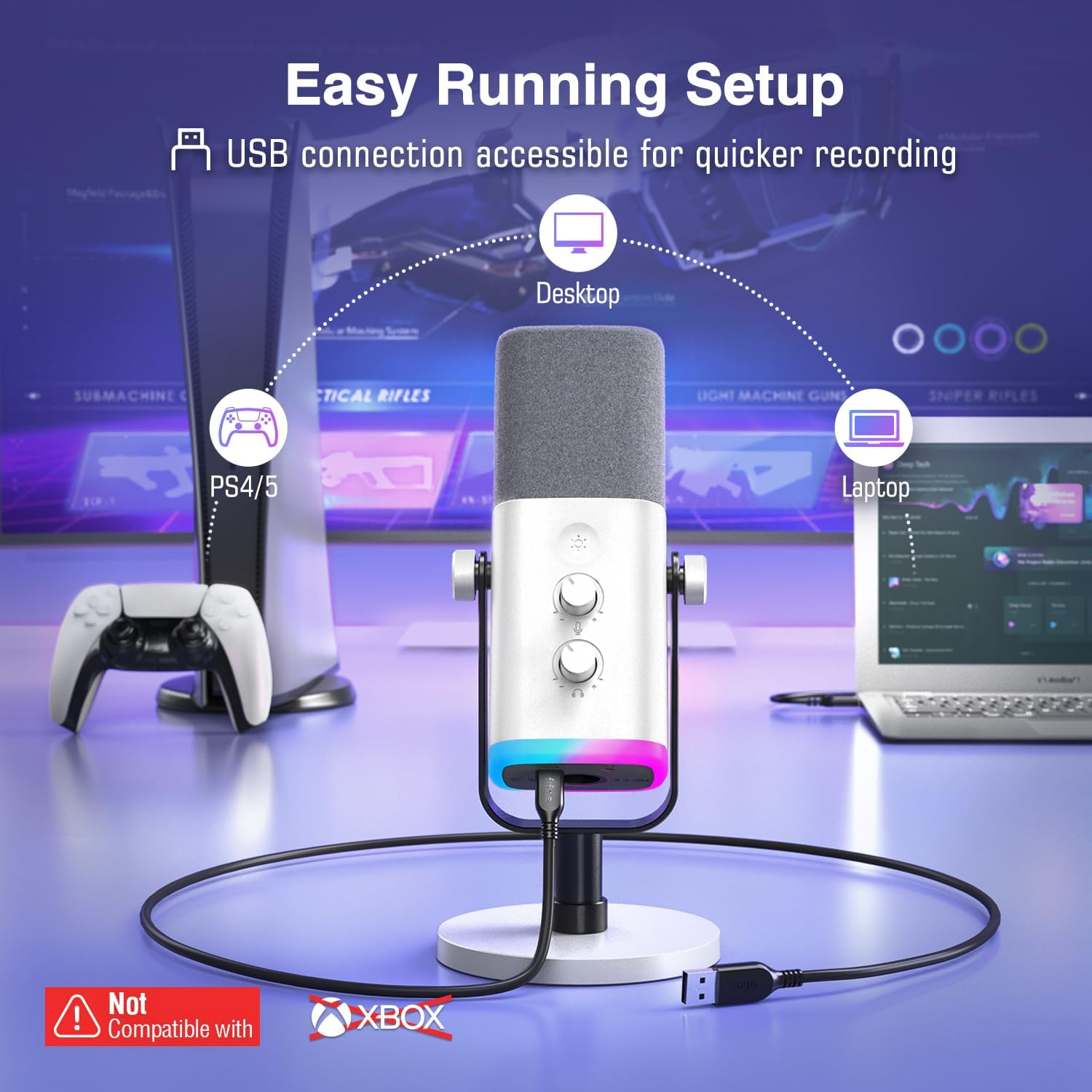 MICRÓFONO FIFINE AMPLIGAME AM8W XLR/USB PARA GAMING Y STREAMING - 3