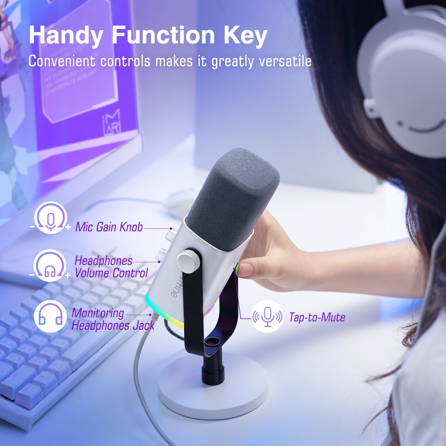 MICRÓFONO FIFINE AMPLIGAME AM8W XLR/USB PARA GAMING Y STREAMING - 5