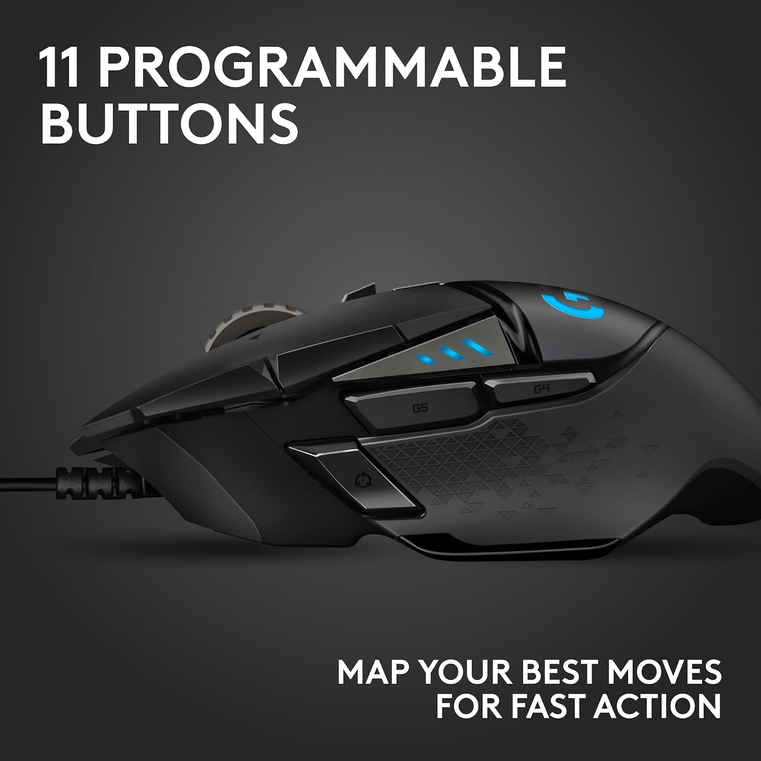 MOUSE GAMER LOGITECH G502 HERO ALÁMBRICO NEGRO - 4