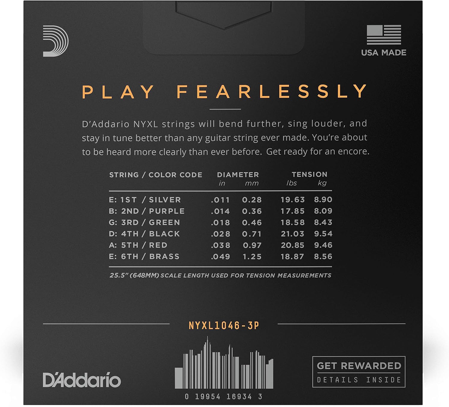 CUERDAS PARA GUITARRA ELÉCTRICA D'ADDARIO NYXL 10-46, 3 JUEGOS - 2