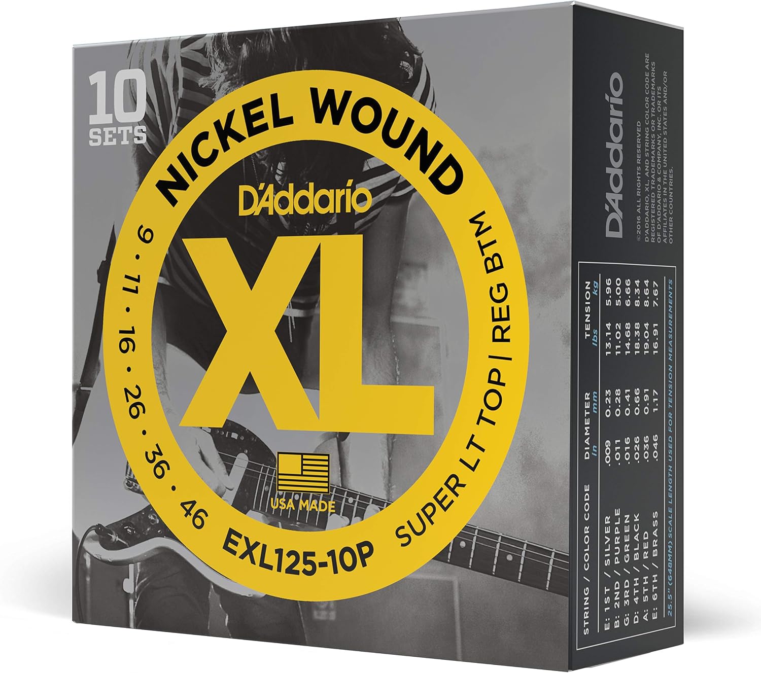 CUERDAS PARA GUITARRA ELÉCTRICA D'ADDARIO XL NICKEL 09-46, PACK 10 JUEGOS - 1