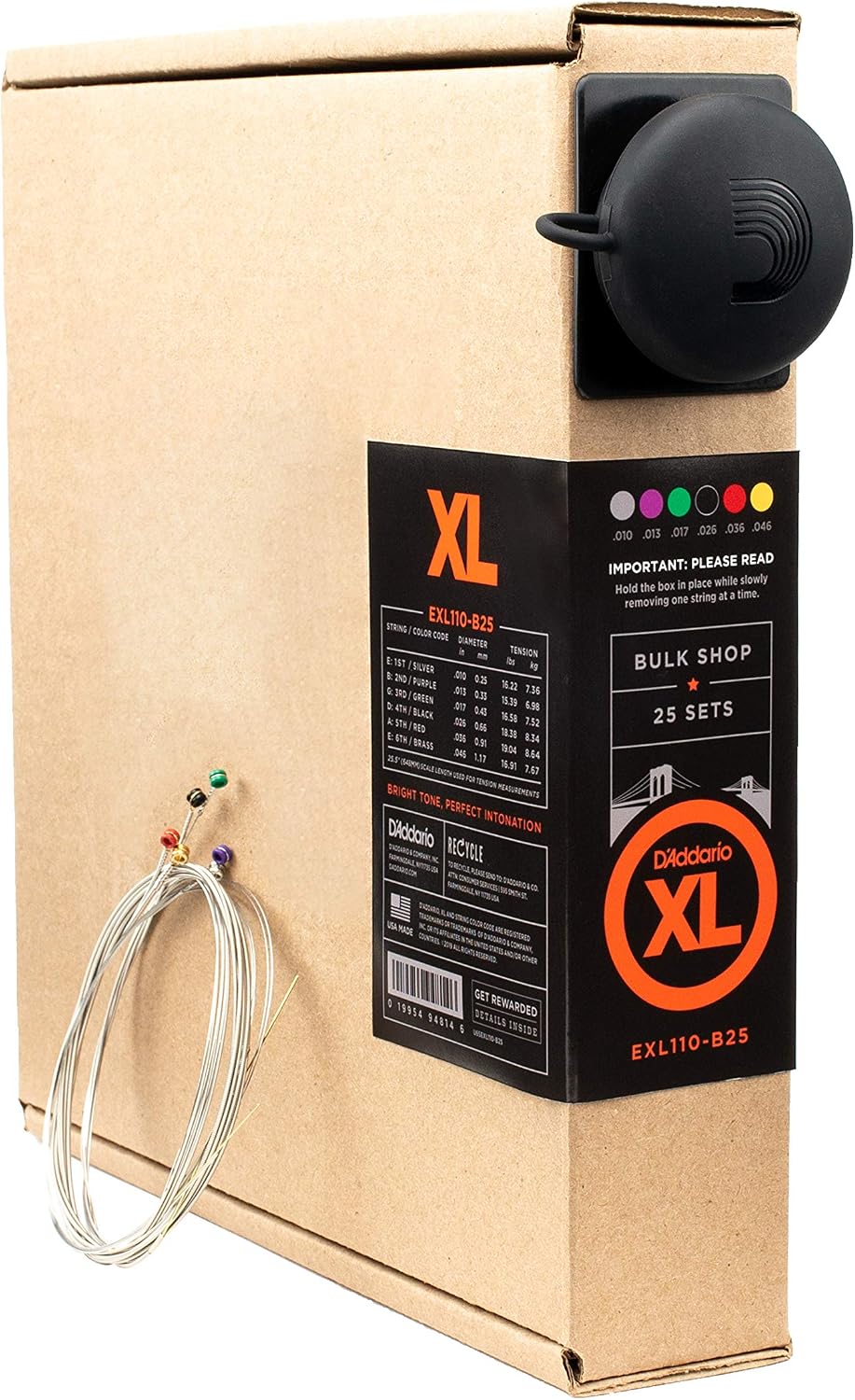 CUERDAS PARA GUITARRA ELÉCTRICA D'ADDARIO XL NICKEL EXL110-B25 CALIBRE 10-46, PAQUETE DE 25 JUEGOS - 1
