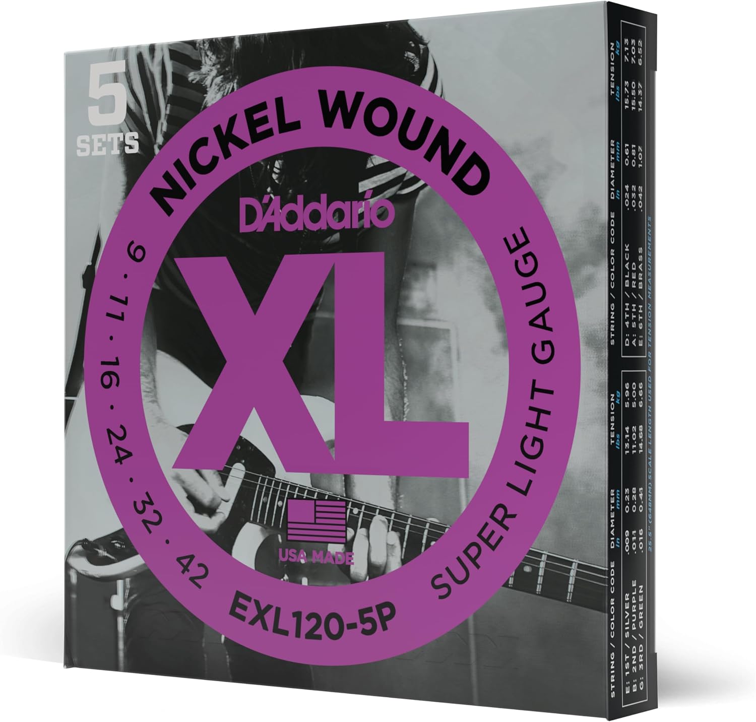 CUERDAS PARA GUITARRA ELÉCTRICA D'ADDARIO XL NICKEL 09-42, PACK DE 5 JUEGOS - 1