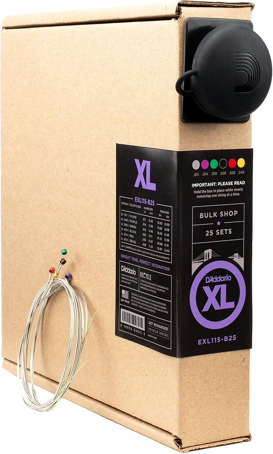 CUERDAS PARA GUITARRA ELÉCTRICA D'ADDARIO XL NICKEL EXL115-B25 11-49, PAQUETE DE 25 JUEGOS - 1