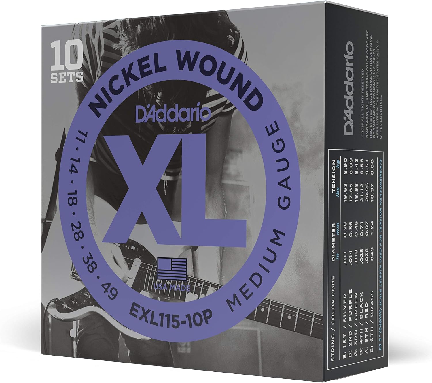 JUEGO DE CUERDAS PARA GUITARRA ELÉCTRICA D'ADDARIO XL NICKEL 11-49, 10 SETS - 1