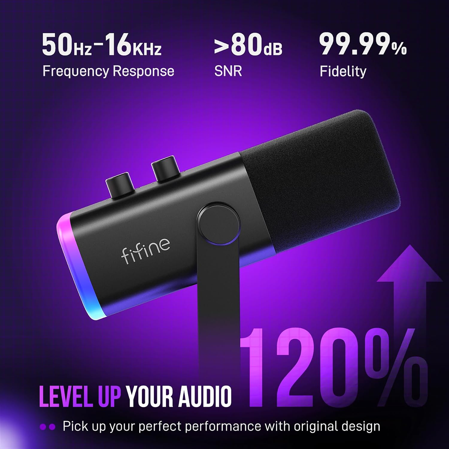 MICRÓFONO FIFINE AM8T XLR/USB DINÁMICO PARA GAMING CON BRAZO ARTICULADO - 3